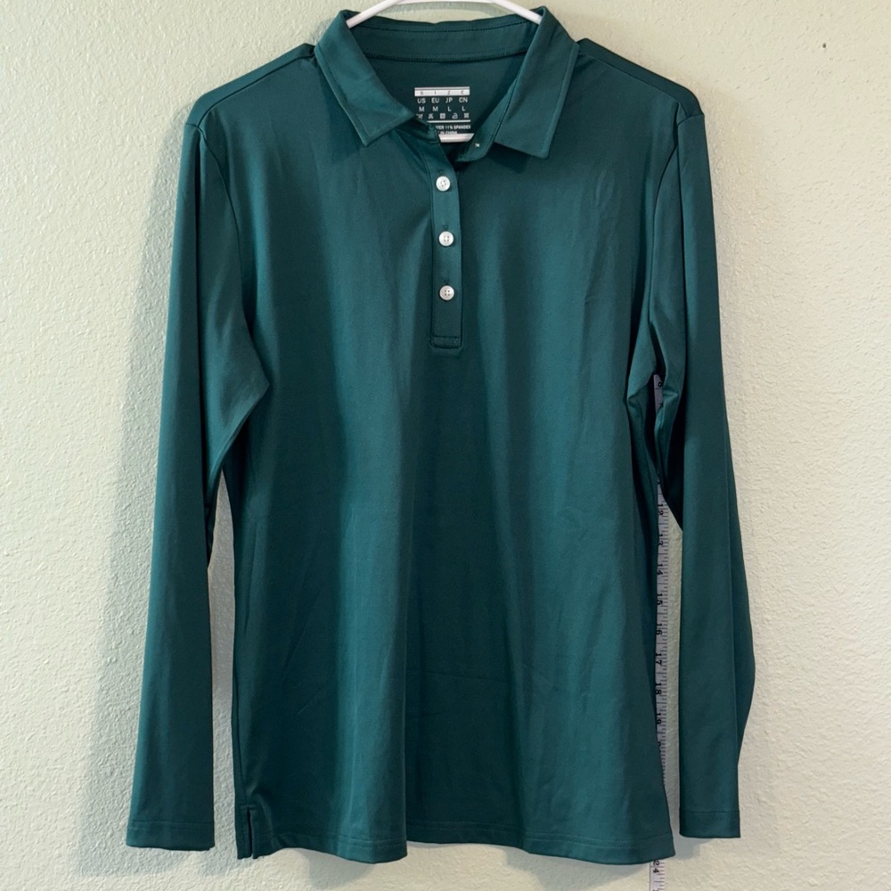 Teal Long Sleeve Polo Shirt